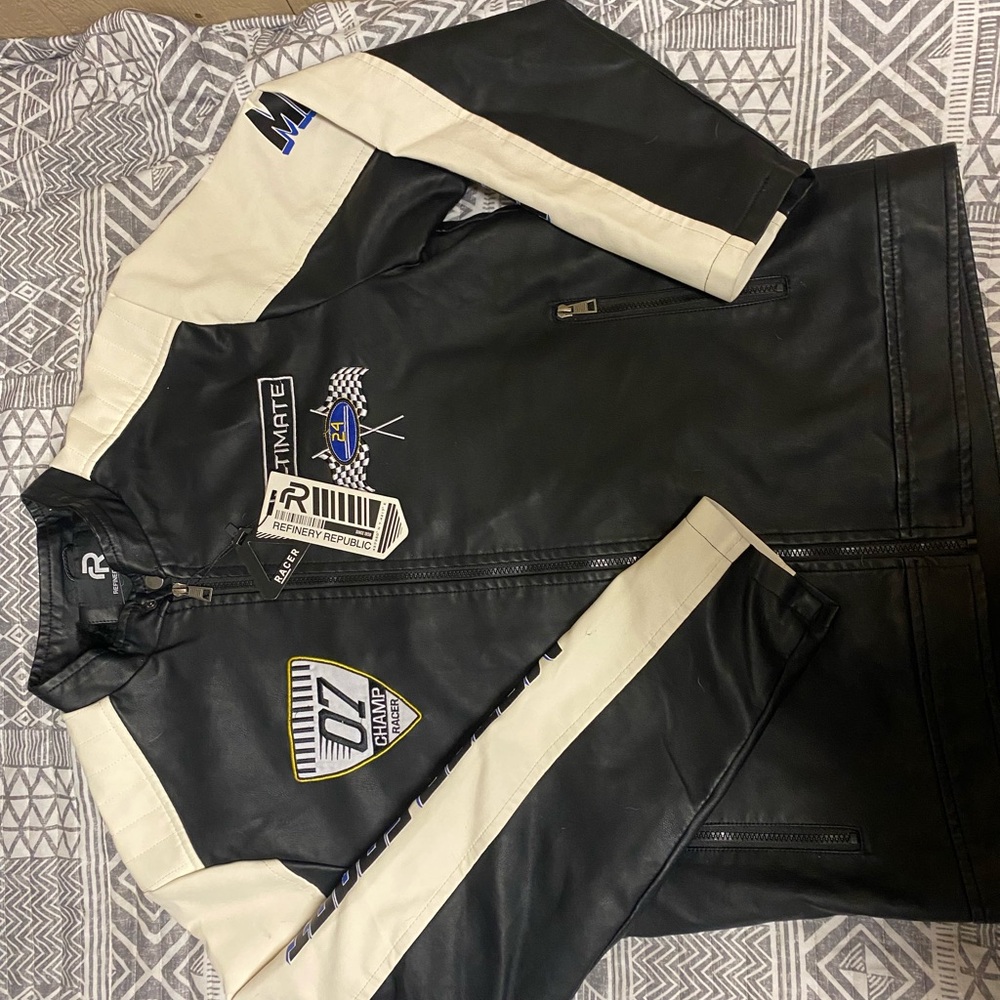 Black and Cream Motorsport Jacket - Picture 2 of 4